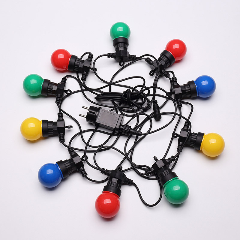 5 M Ip65 Mehrfarbige Lichterkette - Elektrische Lichterkette Für Den Außenbereich Mit 10 Glühbirnen In Blau, Rot, Gelb Und Grün - Romantische Dekoration Für Terrasse Und Garten.
