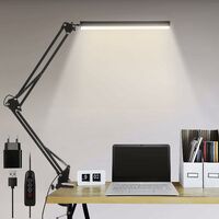 Led-schreibtischlampe, 14 W, Faltbar, Architektenstil, Mit Klemme, 10 Helligkeitsstufen X 3 Farbmodi, Einstellbar, Augenschutz, 5 V/2 A Ce-adapter Im Lieferumfang Enthalten.