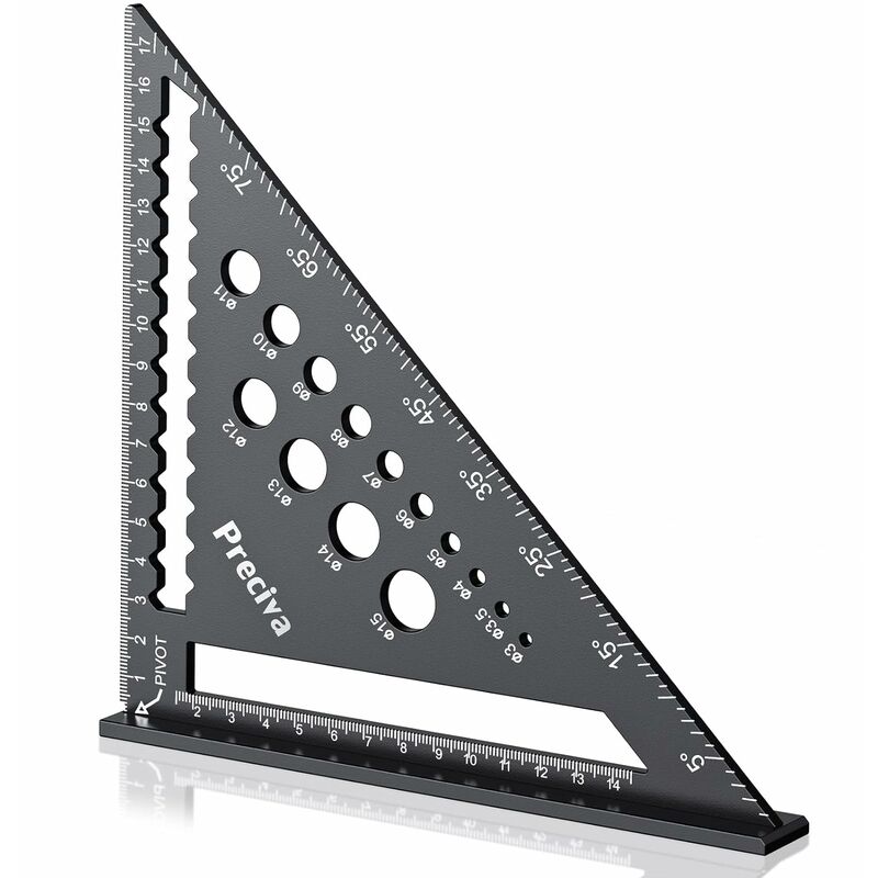 7-zoll-zimmermannswinkel, Winkelanschlagwerkzeug Aus Aluminiumlegierung, Metrische Skala, Mit Bohrmesslöchern, Zugwinkelstütze, Linie Und Kreis.