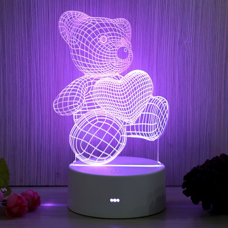 3d-led-nachtlicht, Berührungsempfindliches Kindernachtlicht, Teddybär-nachtlicht Mit 7 Wechselnden Farben, Weihnachtsgeschenklampe Für Die Schlafzimmerdekoration, Taufgeschenk Für Mädchen