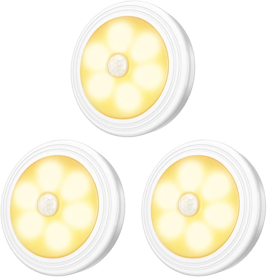 Led-kleiderschrankleuchte, 3 Nachtlichter Für Schränke, Led-beleuchtung Mit Bewegungssensor Und Magnetfuß, Für Treppen, Küche, Vitrinen Und Schränke (batteriebetrieben).