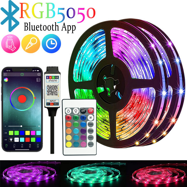 2 M Led-streifen, Pstar Usb Rgb Bluetooth, Led-hintergrundbeleuchtung Für Fernseher, Selbstklebender Led-lichtstreifen Mit App Und Fernbedienung Für 40" Bis 60" Hdtv, Pc, Schlafzimmer, Partys Und Heim