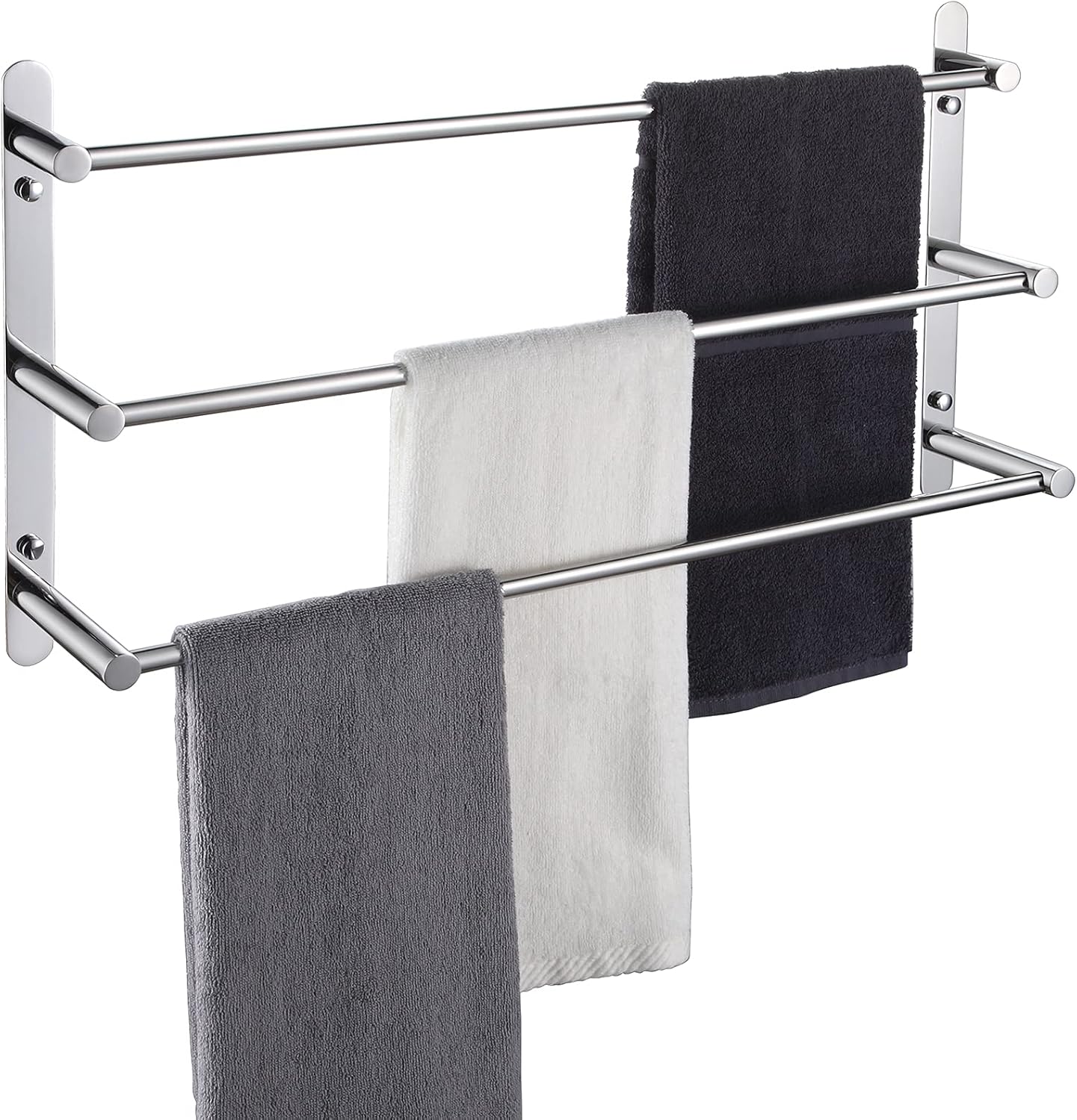 3-stöckiger Handtuchhalter Fürs Badezimmer Mit Haken, 61 Cm, Edelstahl, Wandmontage, Gebürstete Oberfläche.
