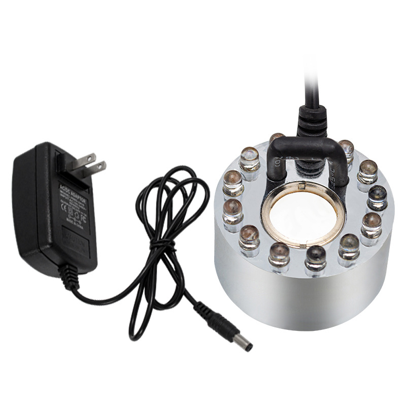Ultraschall-nebelgenerator Mit 12 Farbigen 20-mm-led-leuchten, 24-v-nebelmaschine Für Teiche Und Springbrunnen, Ultraschall-vernebler Für Stein- Und Fischaquarien (mit Adapter).