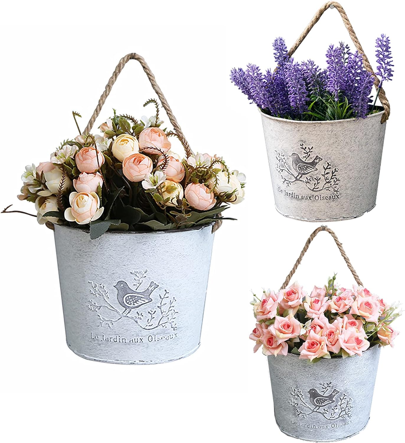 3er-set Hängeblumenkörbe – Verzinkte Wandpflanzgefäße Für Rustikale Dekoration – Halbkreisförmige Blumentöpfe Für Die Wandgestaltung Im Innen- Und Außenbereich