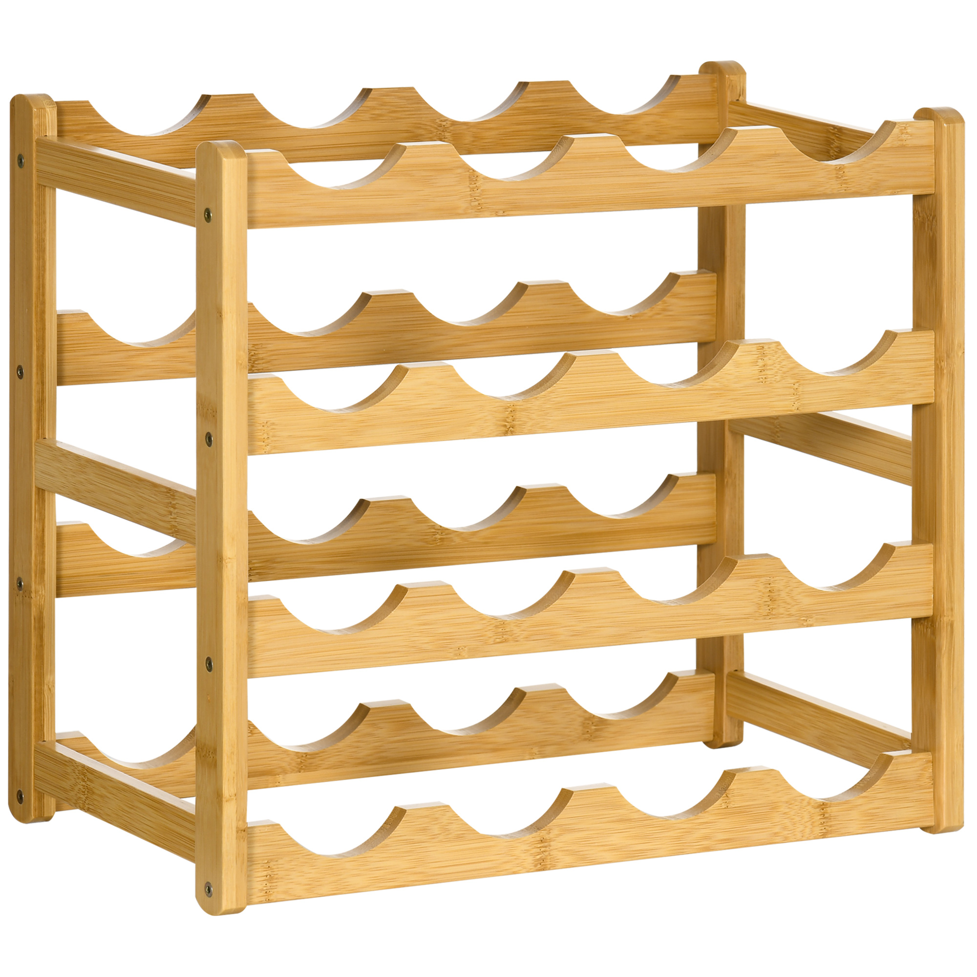 Bambus-weinregal Für 16 Flaschen, 4 Ablagen, 43 Cm X 23,5 Cm X 38 Cm, Natur