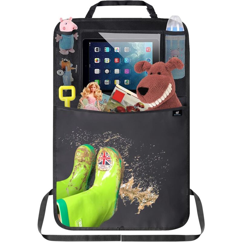 1/2-teiliger Auto-rückenlehnenschutz, Kinder-rücksitz-organizer, Wasserdichter Sitzschutz Mit Touchscreen-tablet-halterung Und Großen Kissen.