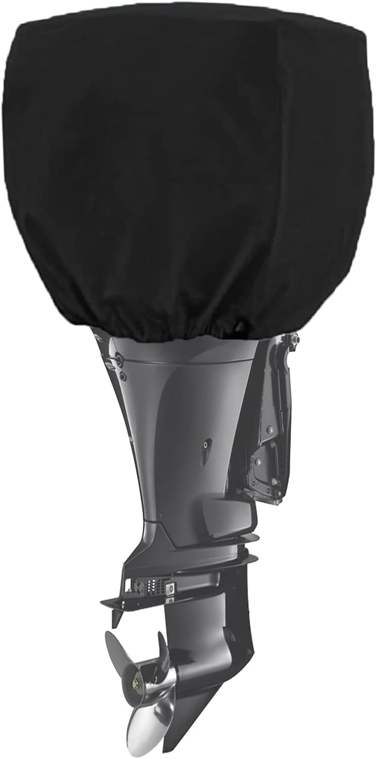 Außenbordmotorabdeckung, Bootsmotorabdeckung, Wasserdichte Schutzhülle Aus 210d Oxford-gewebe, Halblange Außenbordmotorabdeckung Für Motoren Bis Zu 74x46x58cm (100-150 Ps), Schwarz.