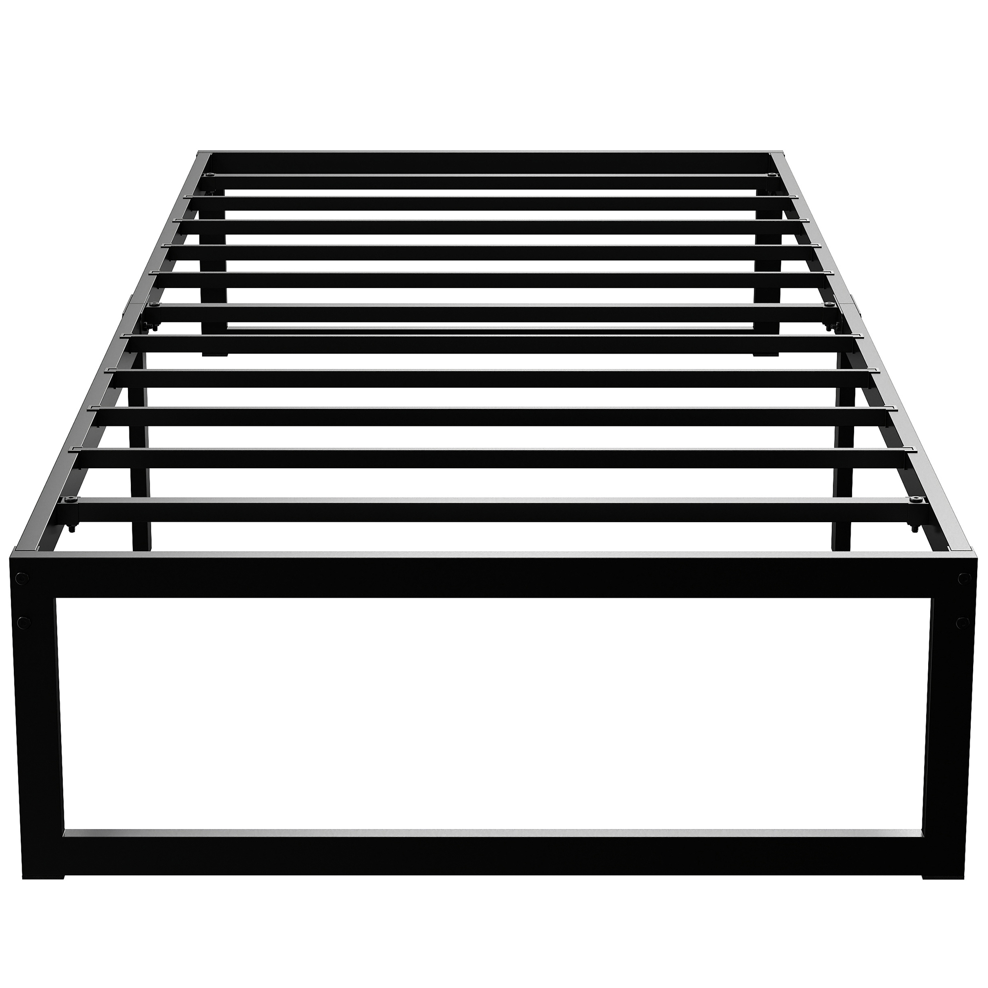 Bettgestell (90 X 200 Cm) Mit Metalllattenrost, Einzelbett Mit Stauraum Darunter, Leiser Betrieb, Einfache Montage, Schwarz