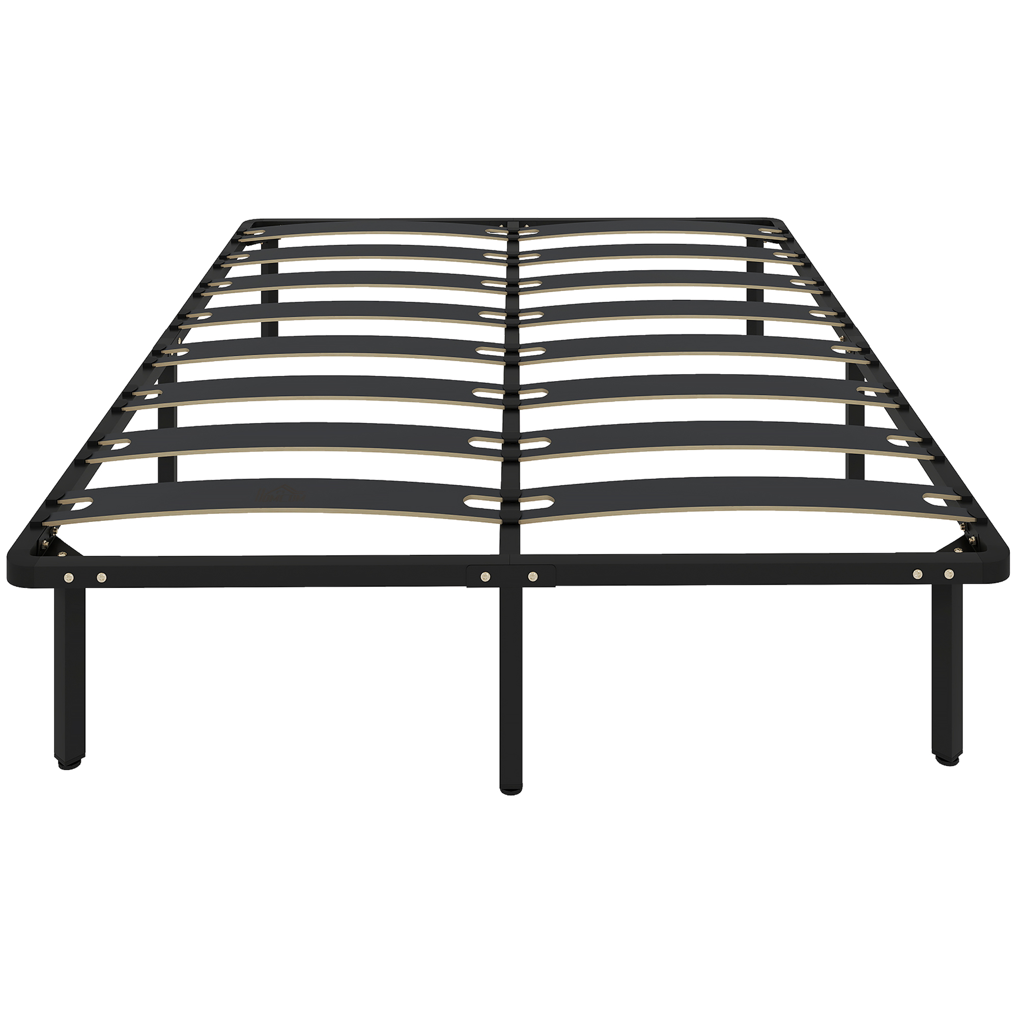 Bettgestell (140 X 190 Cm) Mit Stahlkonstruktion, Lattenrost Aus Pappelholz Und Stauraum, Maximale Belastbarkeit 500 Kg, Schwarz