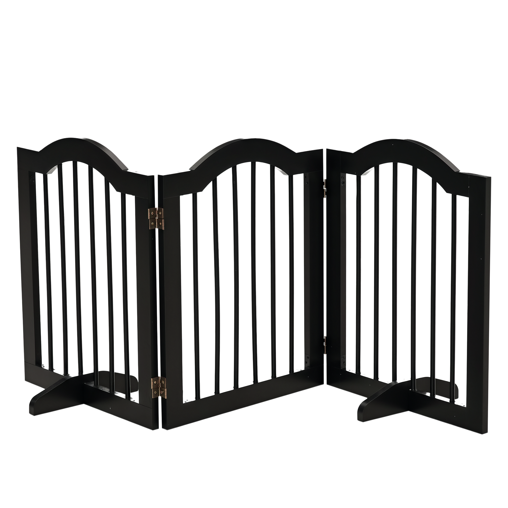 3-teiliges Hundegitter, 154,5 X 61 Cm, Faltbar Mit Tür, Sicherheitsgitter Mit 2 Stützbeinen, Freistehendes Treppengitter Für Küche Und Flur, Schwarz