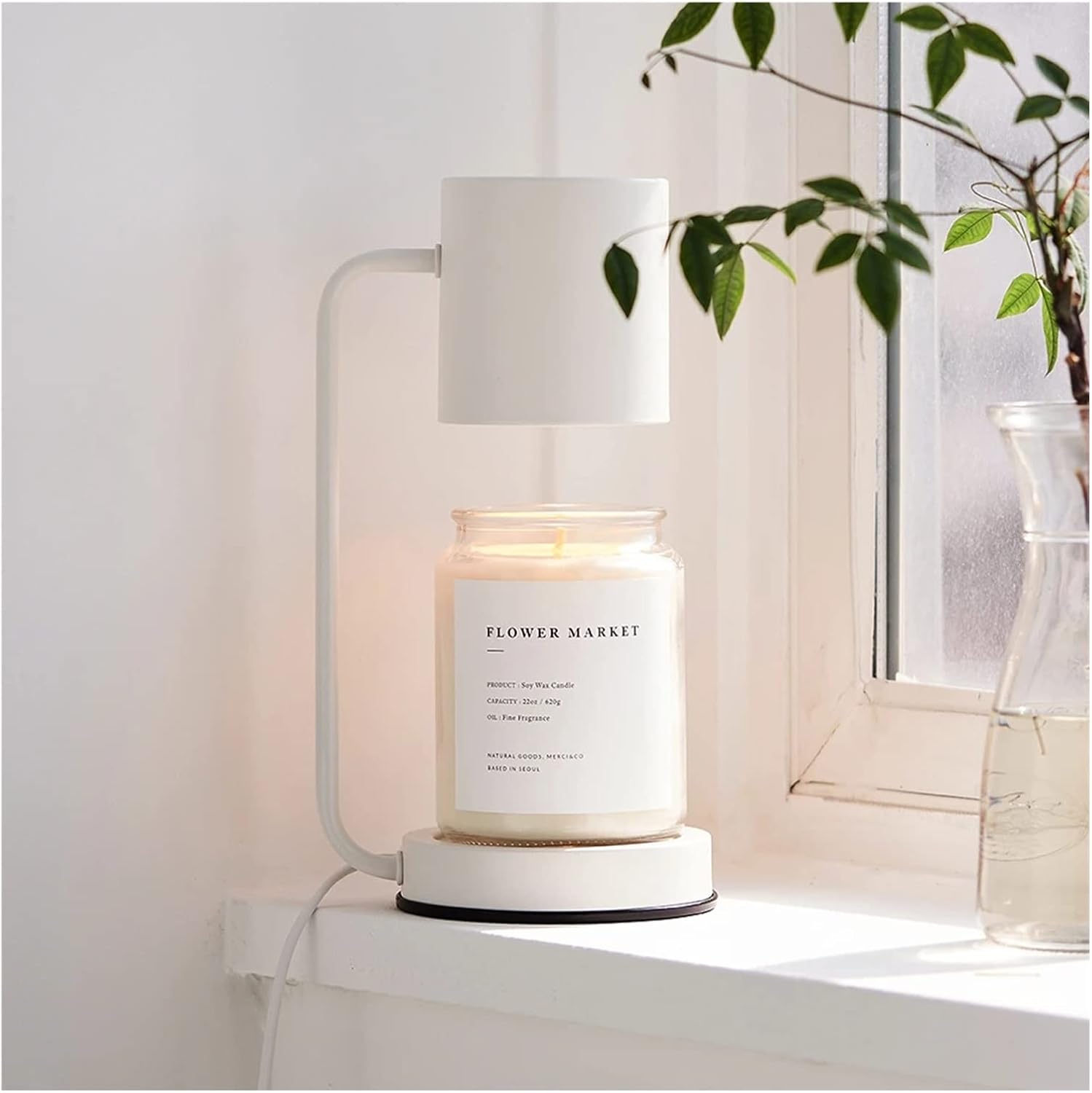 Aromatherapie-kerzenwärmerlampe 110-120v Dimmbarer Metall-kerzenschmelzer Zur Dekoration Dimmbare Lampe + Ständer + Schalter (farbe: Weiß)