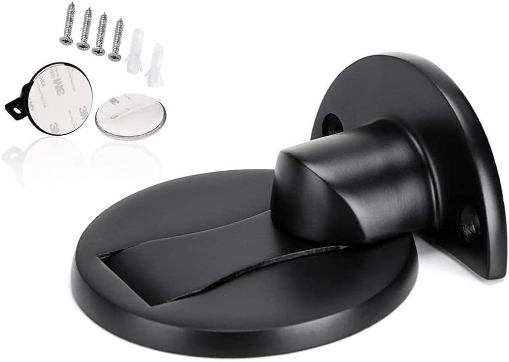Magnetischer Türstopper, Freistehender Türstopper, Unsichtbarer Und Robuster Magnetverschluss, Türstopper Aus Edelstahl, Türstopper Aus Gebürstetem Schwarzem Metall
