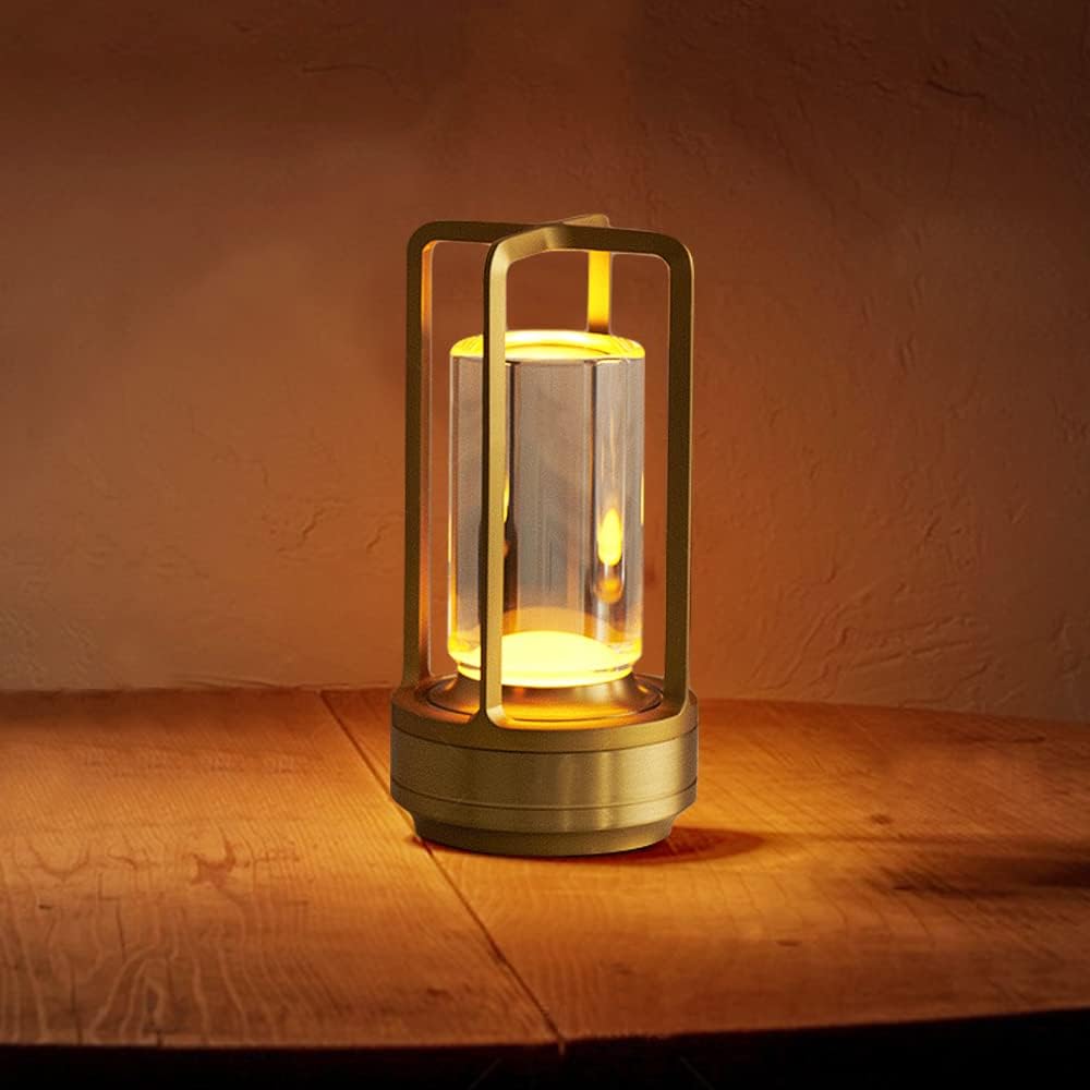 Wiederaufladbare Nachttischlampe Mit Rgb-fernbedienung, Japanisches Design, Ambientec Touch, 2600 Mah, Gold
