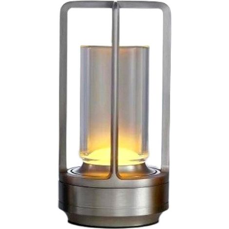 Wiederaufladbare Nachttischlampe Mit Rgb-fernbedienung, Japanisches Design, Ambientec Touch, 2600 Mah, Silber