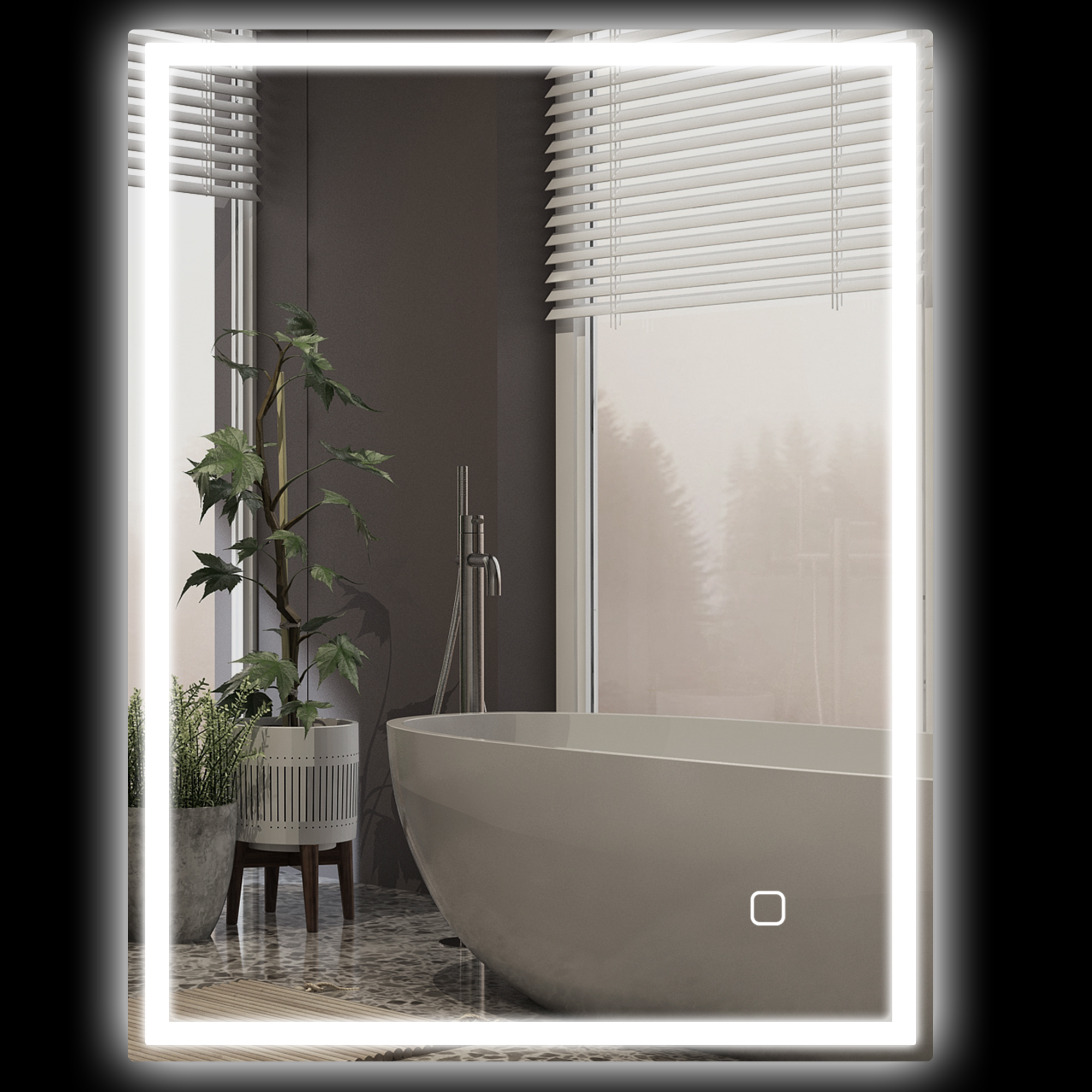 Beleuchteter Badezimmerspiegel 90 X 70 Cm, Led-wandspiegel Mit Memory-funktion, 3 Silberne Beleuchtungsfarben