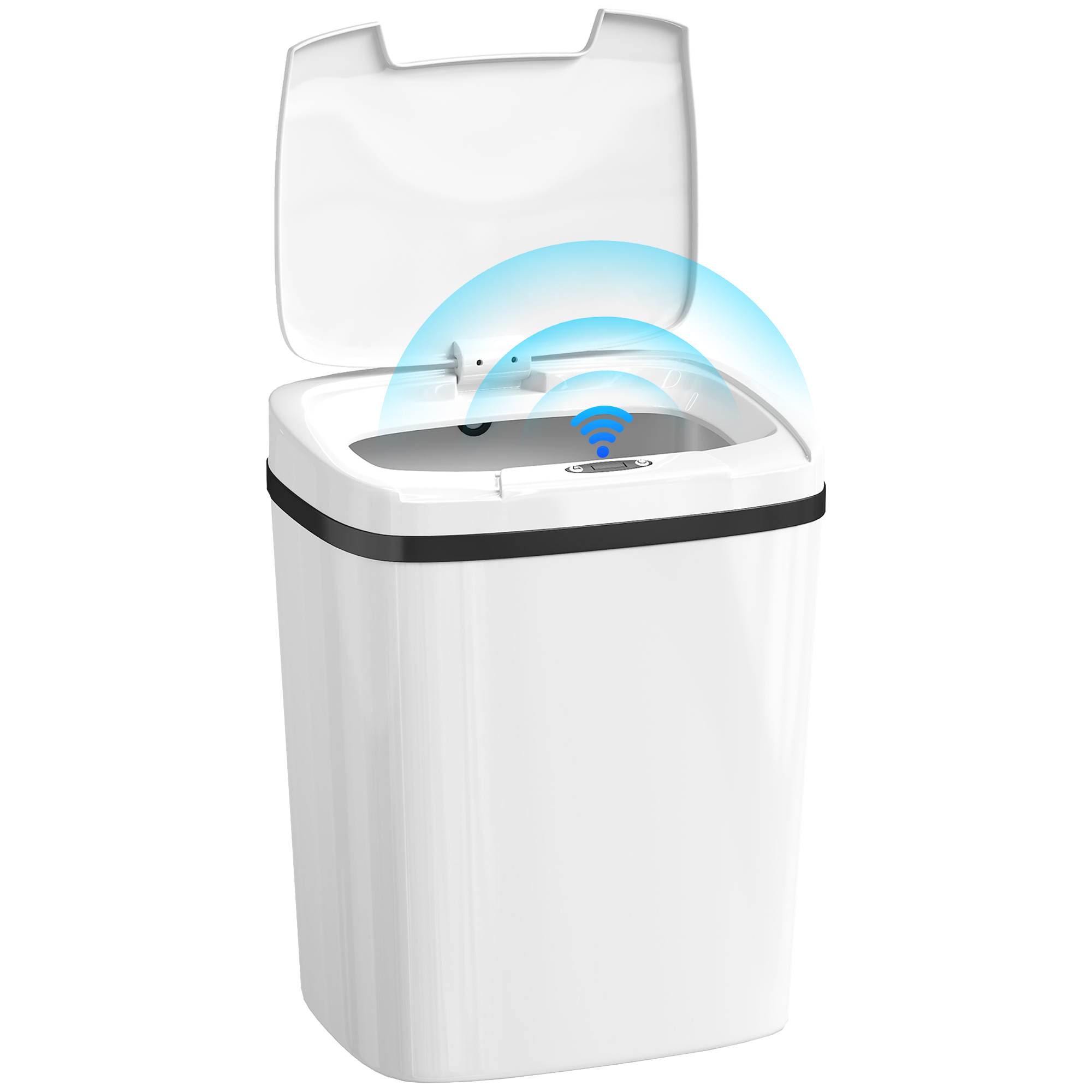 Automatischer 15-liter-küchenabfalleimer Mit Infrarotsensor Und Manuellem Modus, Anti-fingerprint-ring, Weiß