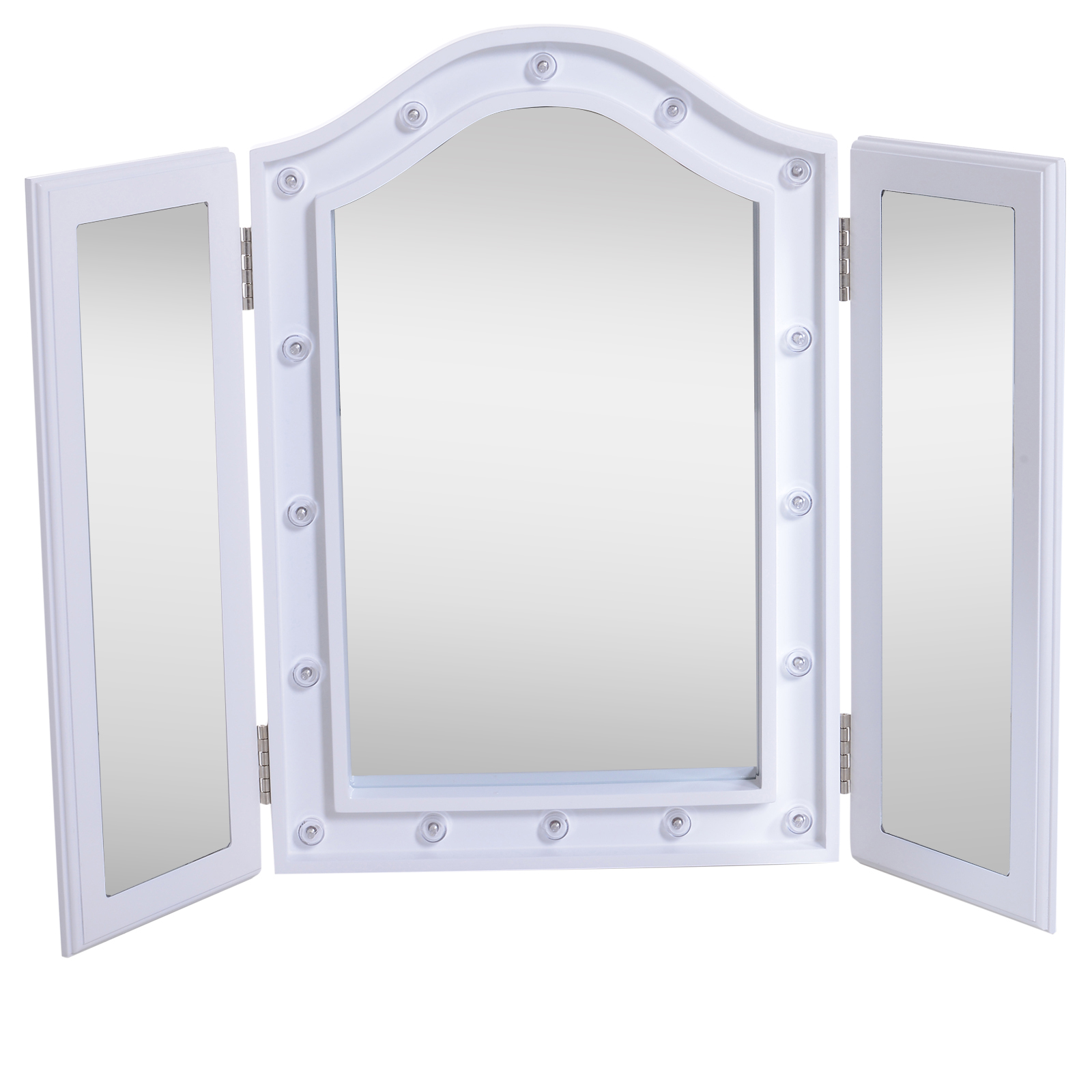 Beleuchteter Led-schminkspiegel, Dreiteiliger Klapp-tischspiegel, Originelles Geschenk Für Frauen, Batteriebetrieben, 73 X 53,5 X 4,5 Cm