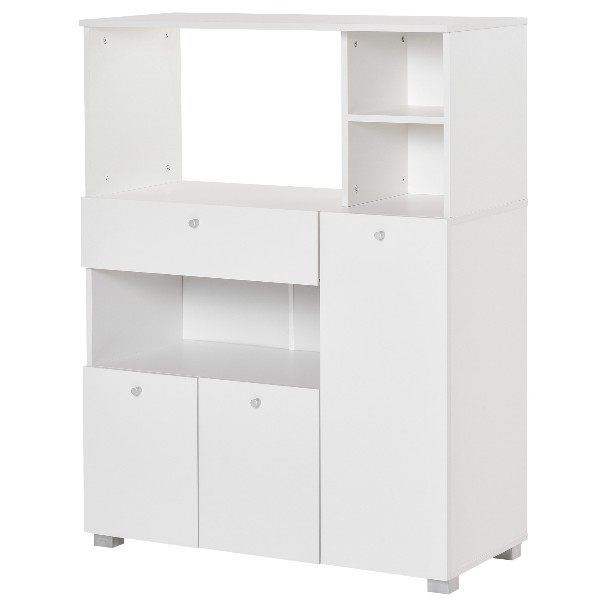 Küchenschrank Mit Schublade, Regalen, 3 Türen, 3 Fächern Und Kippschutz Für Esszimmer, 90 X 40 X 120 Cm, Weiß