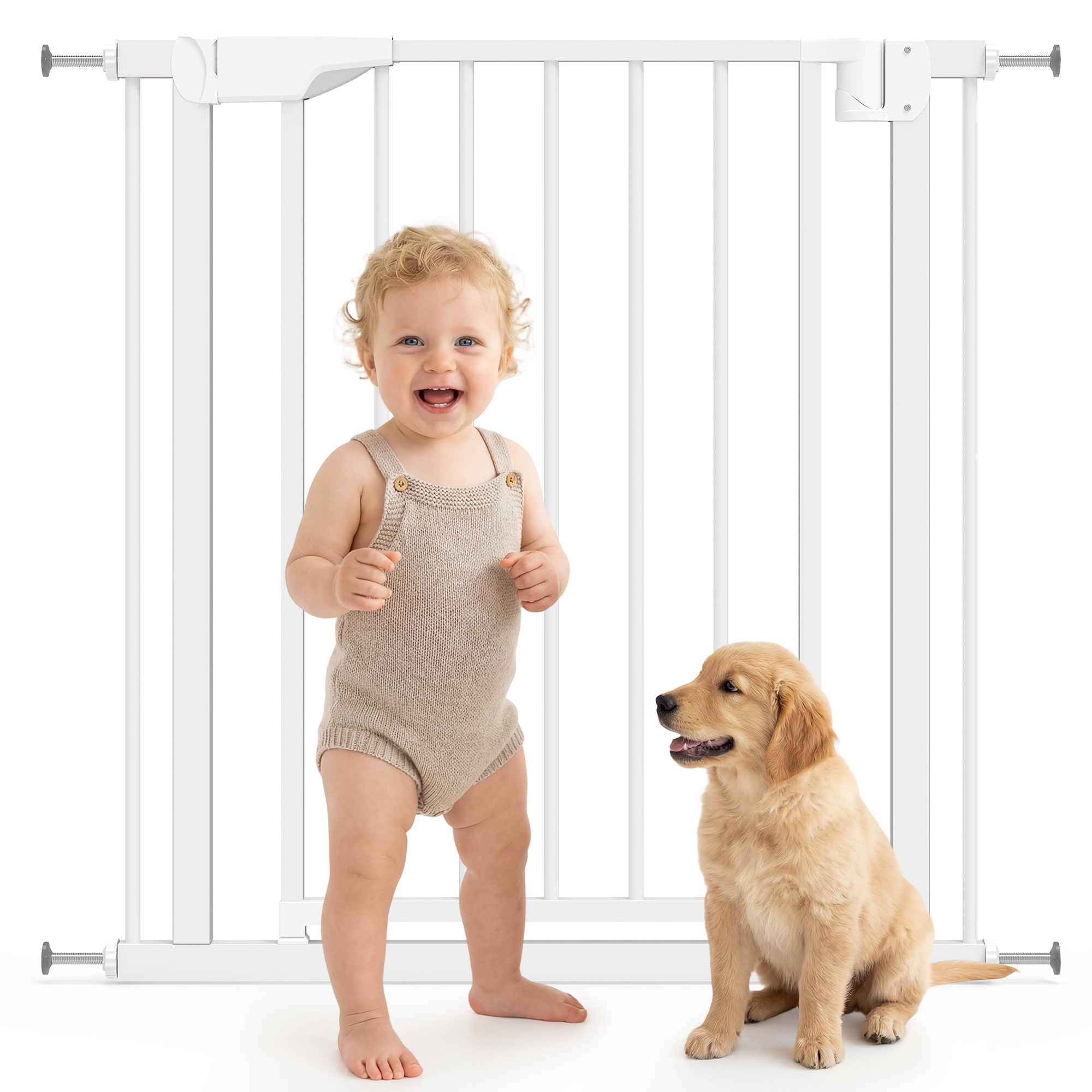 Treppenschutzgitter Ohne Bohren, Selbstschließend, Für Kinder, Küche, Treppe, 76–81 X 76 Cm, Weiß