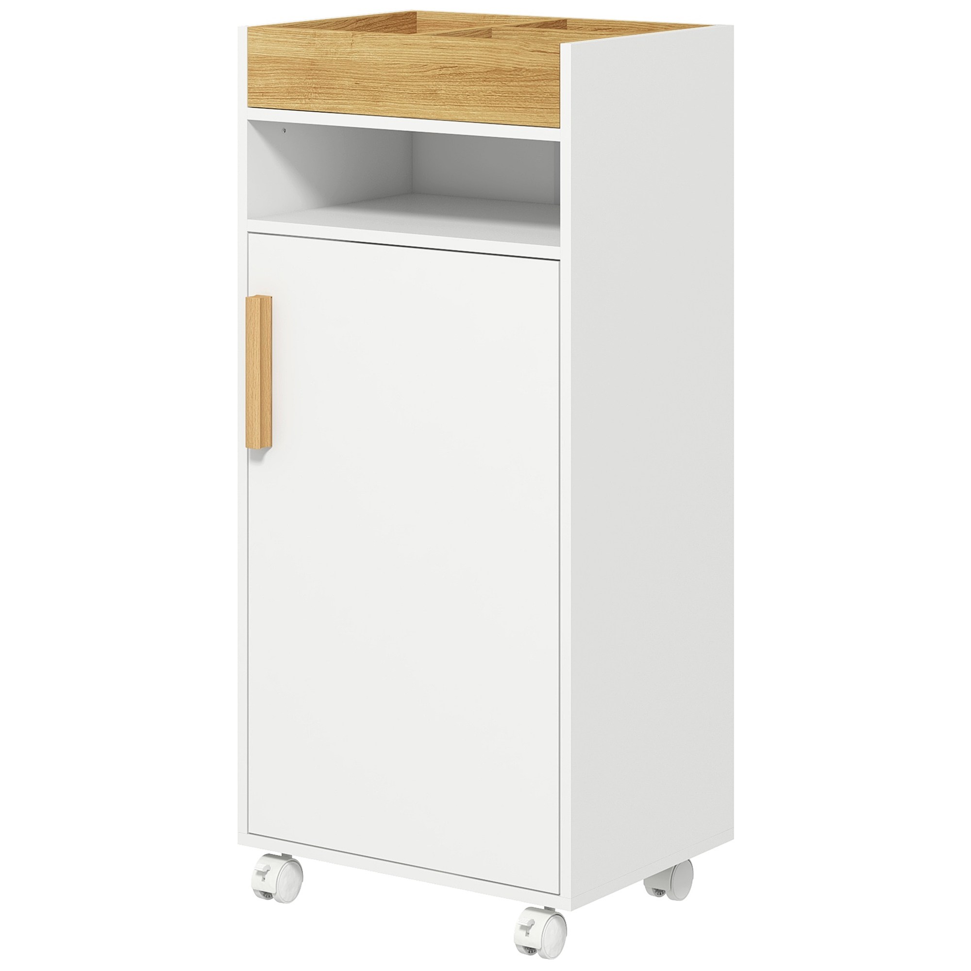 Badezimmerschrank Mit Abnehmbarer Platte, Offenem Fach Und Geschlossenem Schrankfach, Spanplatte, 40 X 30 X 88 Cm, Weiß