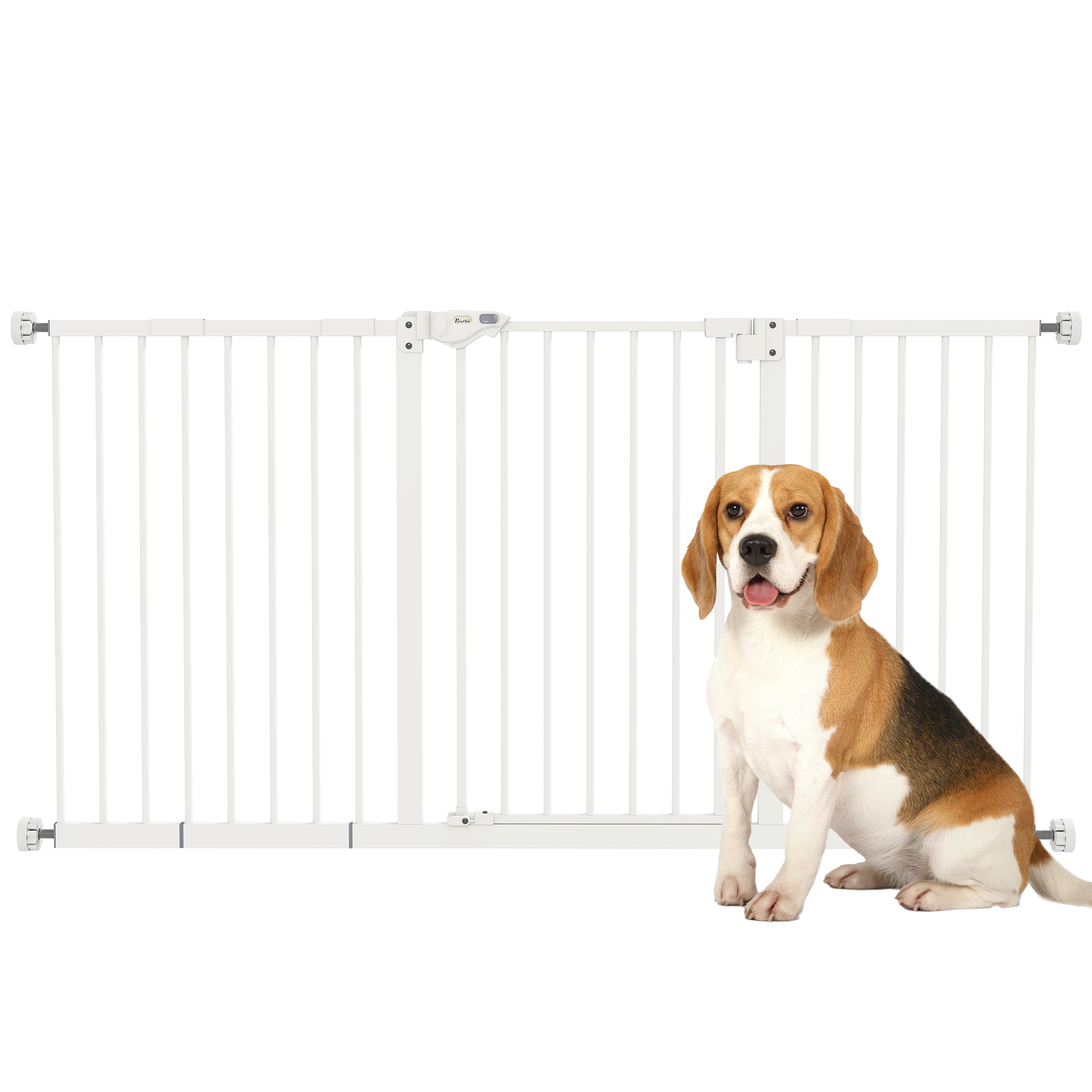 Ausziehbares Hundegitter, Klemmbefestigung, Metall, 136 X 76 Cm, Weiß