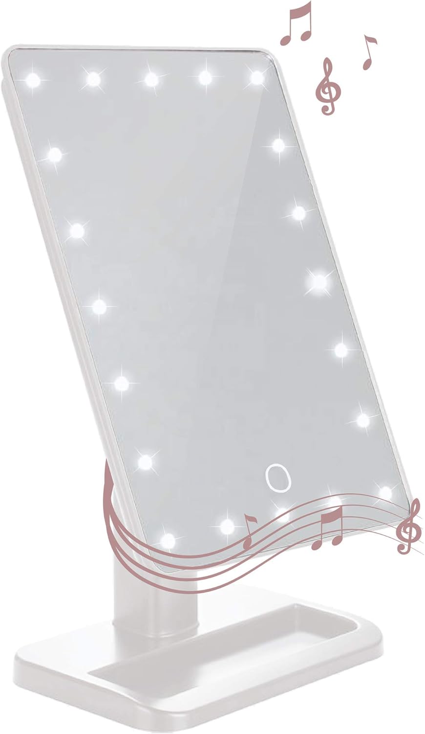Kosmetikspiegel Mit Beleuchtung Und Bluetooth-lautsprecher, U-reflect Beauty Kabelloser Led-drehspiegel Mit Ablage (weiß)
