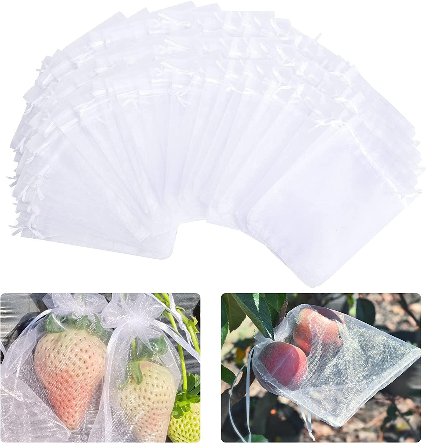 100 Stück Obstschutzbeutel, Netzbeutel, Für Obst, Trauben, Erdbeeren, Insektenabweisend, Vogelsichere Netzbeutel, Obstbeutel Zum Schutz Von Trauben Vor Wespen Und Vögeln, 20 X 15 Cm