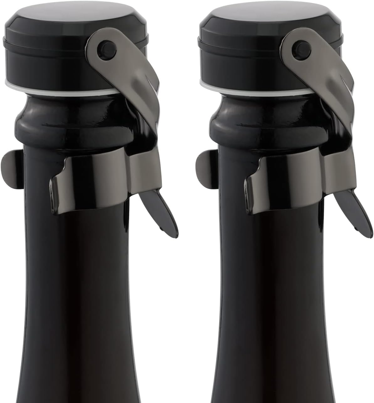 2 Champagner- Und Weinflaschenverschlüsse Aus Edelstahl (schwarz)