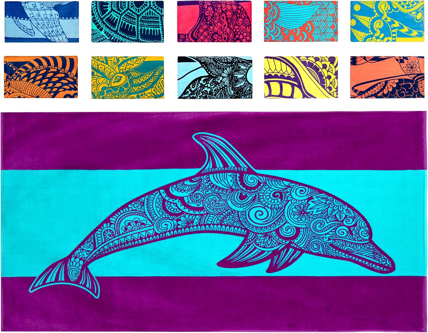 Strandtuch Mit Tropischem Fischmuster (86 X 160 Cm) – Faltbares Strandtuch In Leuchtendem Rot Und Blau, 100 % Baumwolle – Buntes Badetuch – Türkisfarbenes Strandtuch