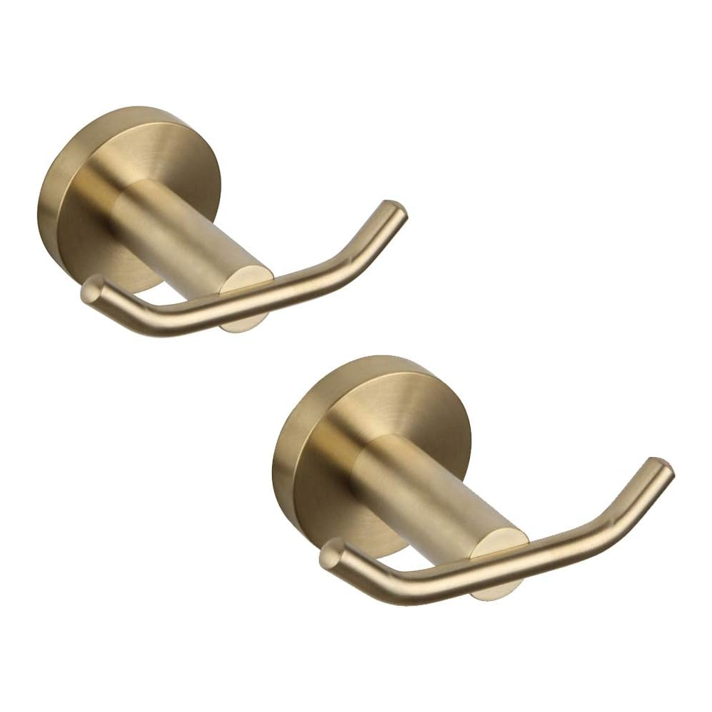 Doppellagiger Haken Aus Goldfarbenem Edelstahl Sus304 (2er-set) Für Badehaube, Handtuch/bademantel Und Küche.