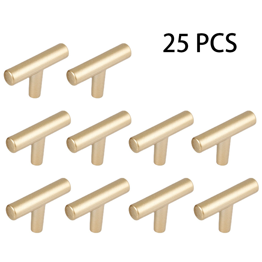 Set Mit 25 Küchenschrankgriffen, 5 Cm Lang, Aus Sandfarbener Goldfarbener Zinklegierung