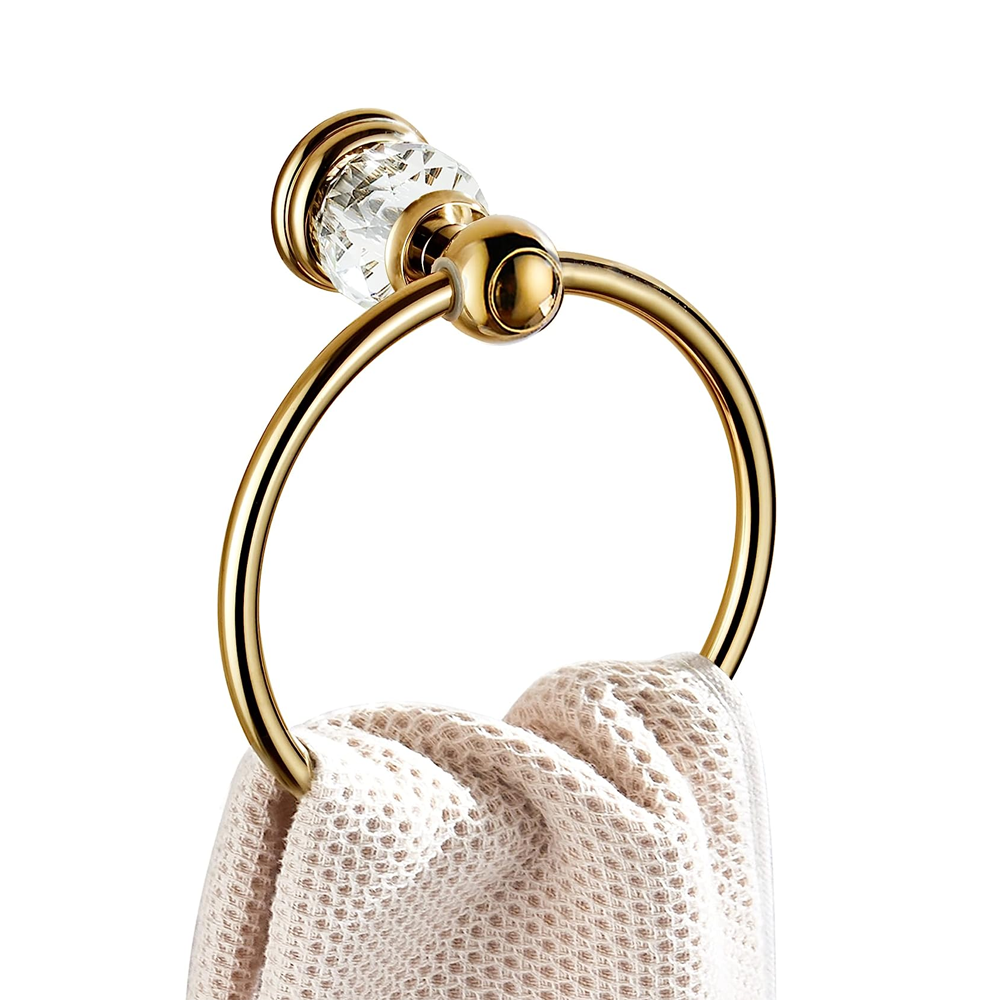 Kristallhandtuchring, Goldener Handtuchhalter Fürs Badezimmer, Dekorativer Runder Wandhandtuchhalter