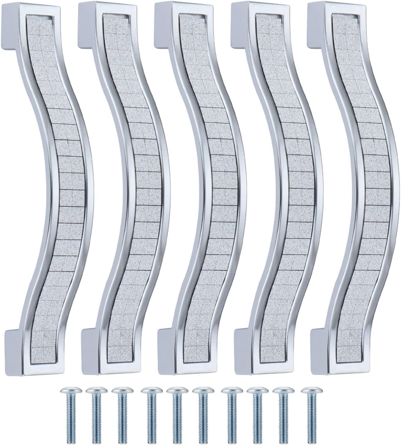 Schubladengriffe Aus Kristall Und Silbernen Strasssteinen, Europäischer Stil, 96 Mm (5er-set).