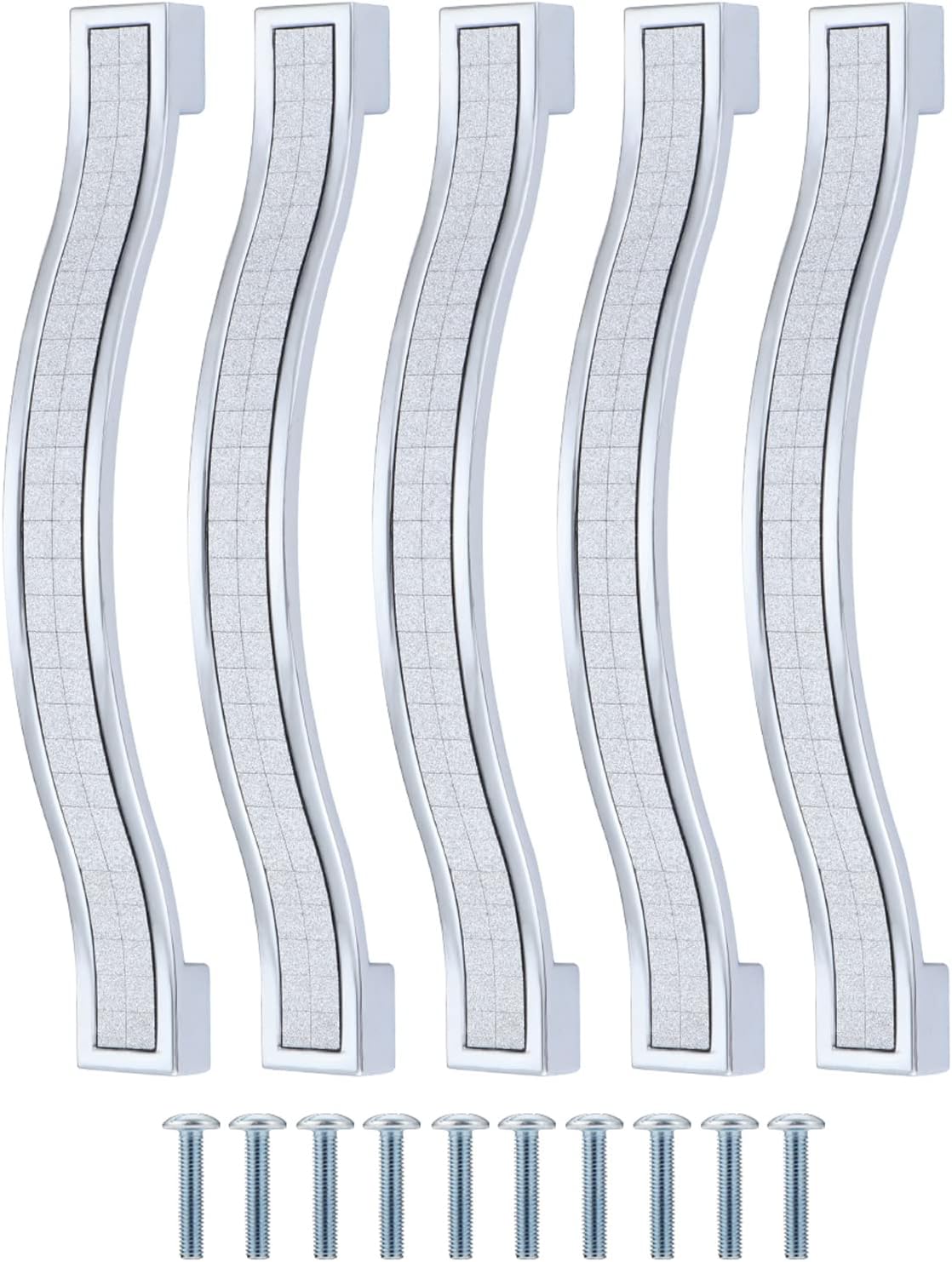 Schubladengriffe Aus Kristall Und Silbernen Strasssteinen, 128 Mm, 5er-set, Hergestellt In Europa.