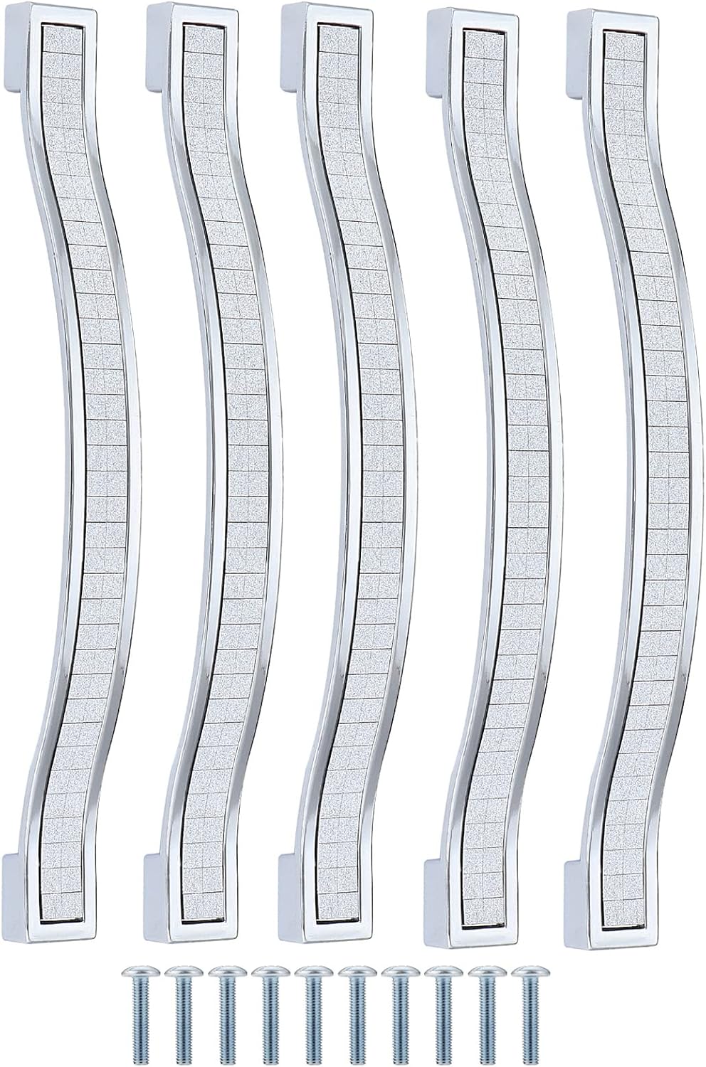 Schubladengriffe Aus Kristall Und Silbernen Strasssteinen, 160 Mm, 5er-set, Hergestellt In Europa.