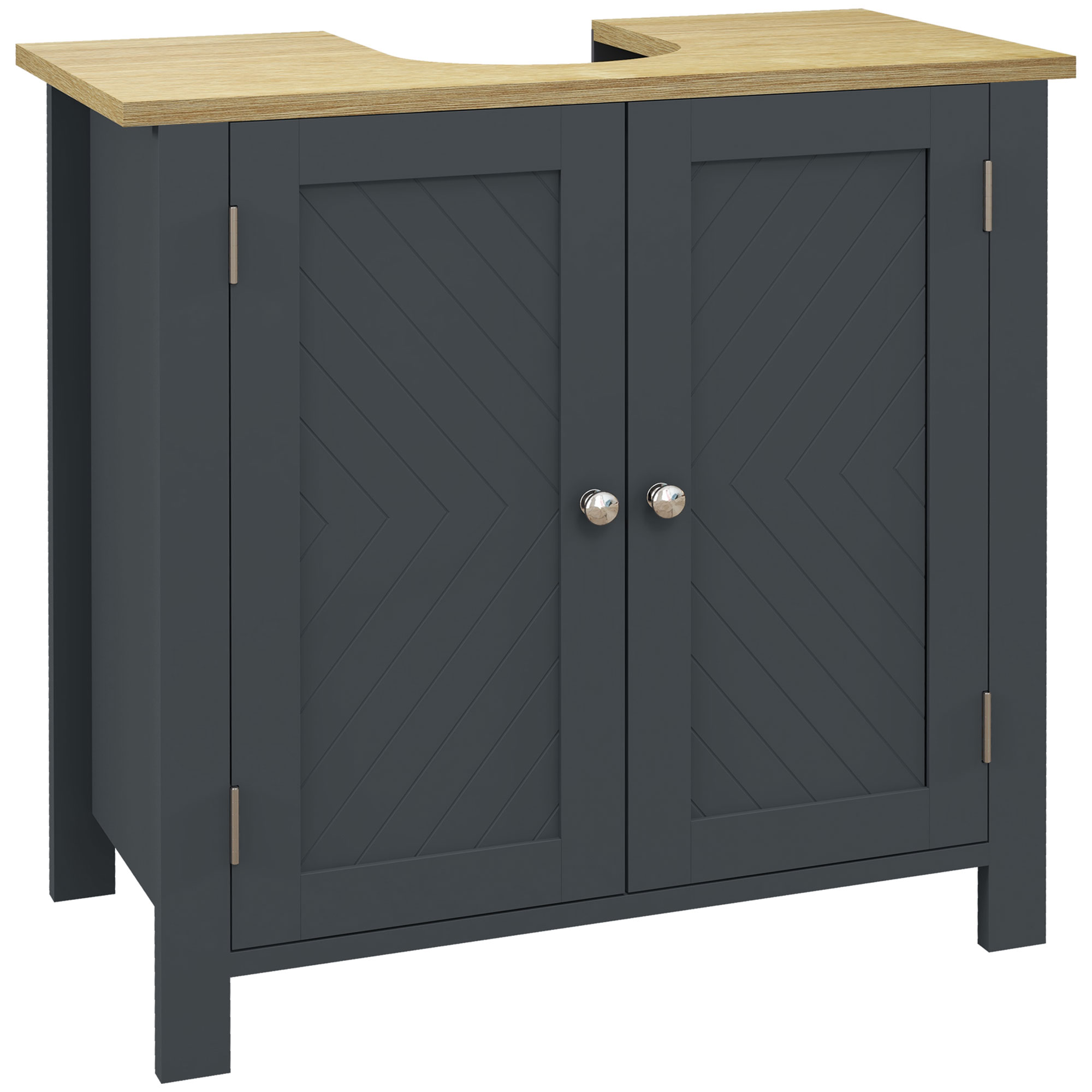 Unterschrank Aus Spanplatte Und Mdf Mit 2 Türen Und Verstellbarem Einlegeboden, 60 X 30 X 60 Cm, Grau