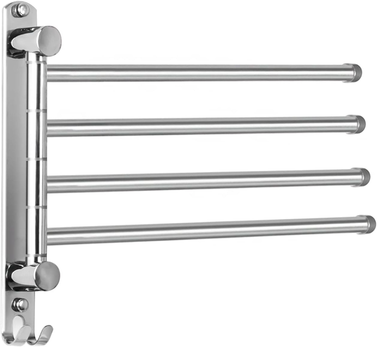 Wandmontierter Handtuchhalter (silber) Mit 4 Stangen, 180° Drehbar, Aus Edelstahl Sus304.