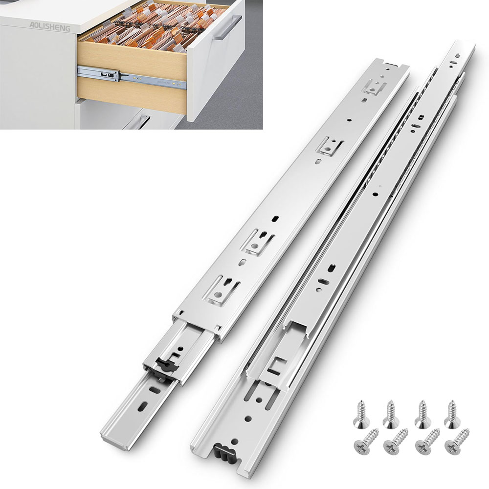 2 Silberne Schubladenschienen (250 Mm), Tragfähigkeit Bis Zu 45 Kg, Verzinkt