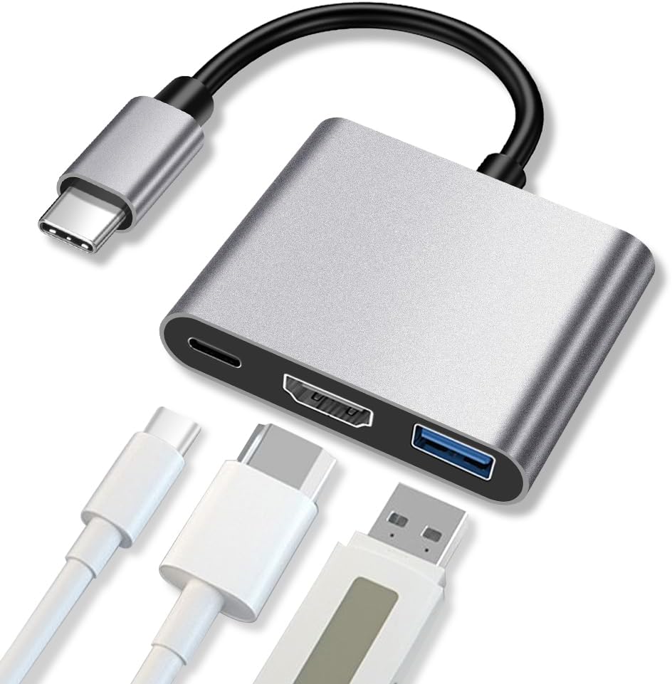 Usb-c-hub Mit 4k-hdmi-anschluss, 3-port-usb-c-adapter Für Macbook, 4k-hdmi + 100-w-netzteil