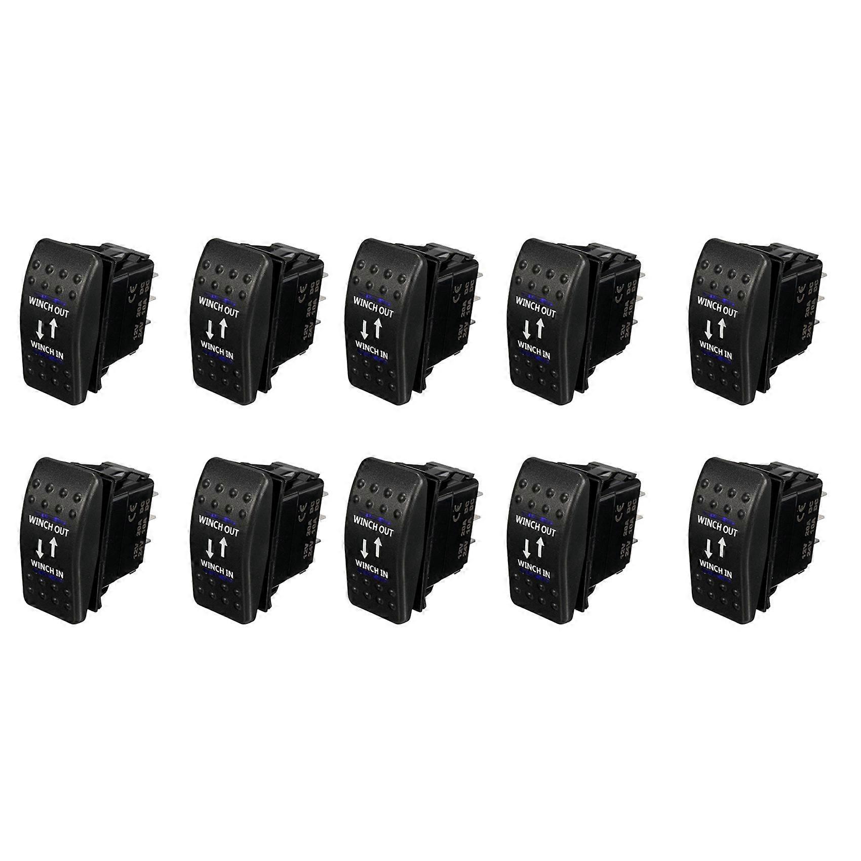 10x 12v 20a Seilwinden-eingang/ausgang Ein-aus-ein Wippschalter 7-polig Led Blau