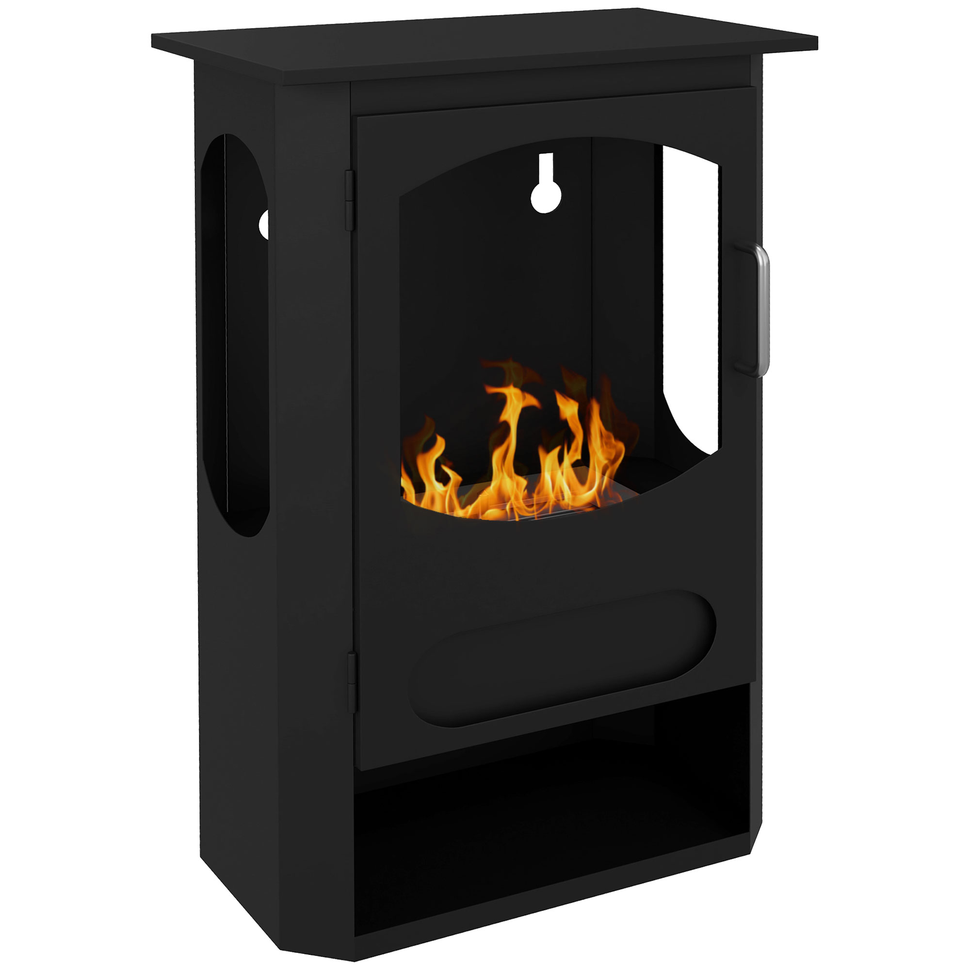 Freistehender Bioethanol-kamin, 1,2-liter-brenner, 3 Stunden Brenndauer, Heizfläche 20–25 M², Schwarz