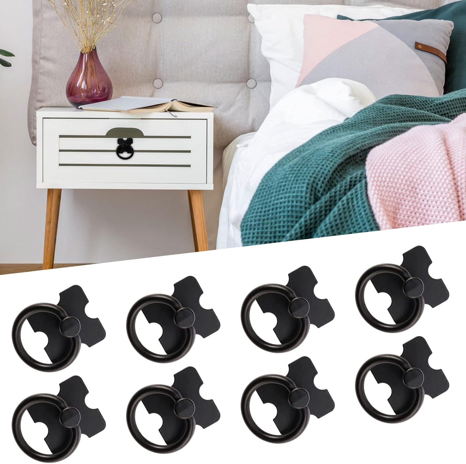Set Mit 8 Retro-schubladengriffen, Griffringe Aus Aluminiumlegierung Für Möbel.