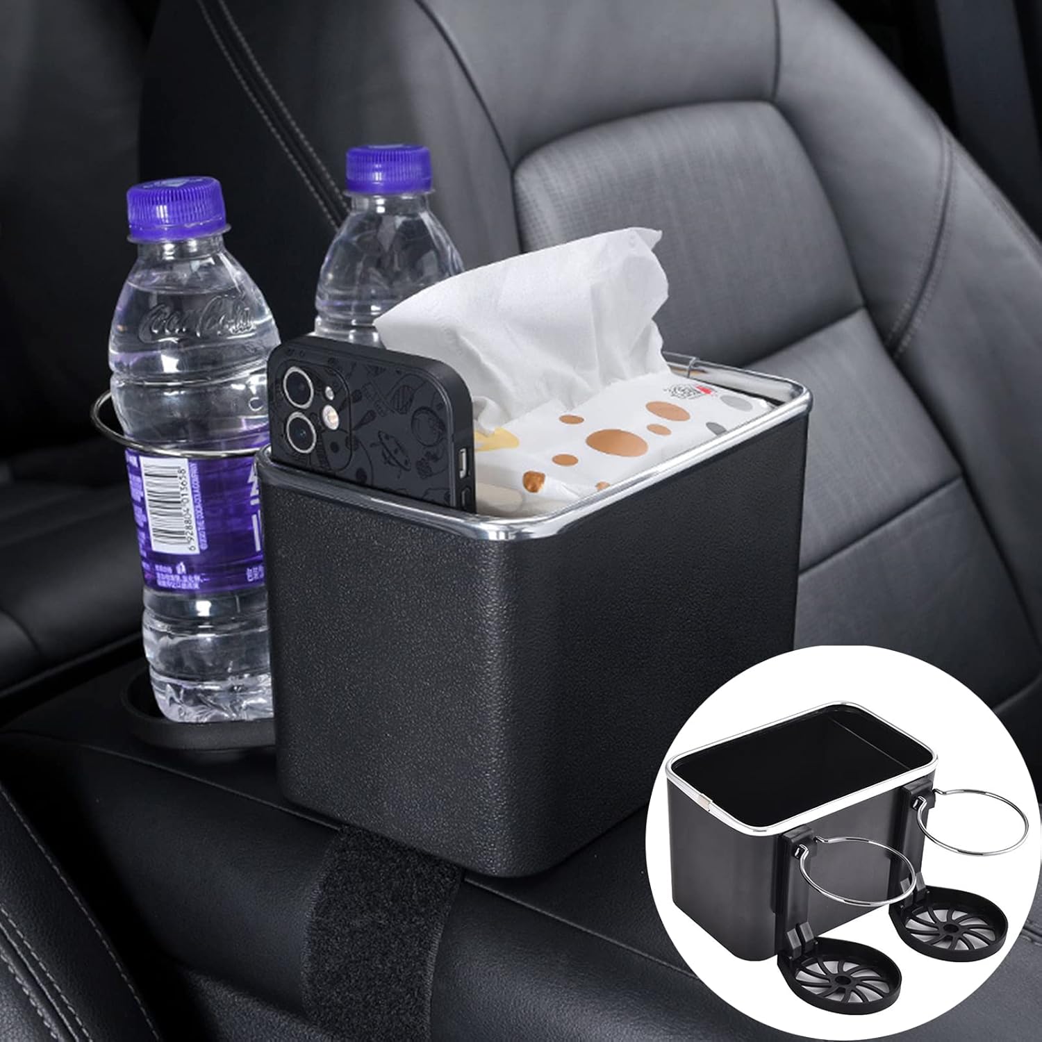 Aufbewahrungsbox Für Die Auto-armlehne Mit 2 Klappbaren Getränkehaltern, Armlehnen-organizer, Taschentuchbox Und Stauraum