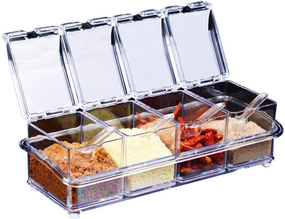 Gewürzset, 4-teilig, Transparente Flaschen, Salz- Und Gewürzgläser, Aufbewahrungsboxen Für Die Küche
