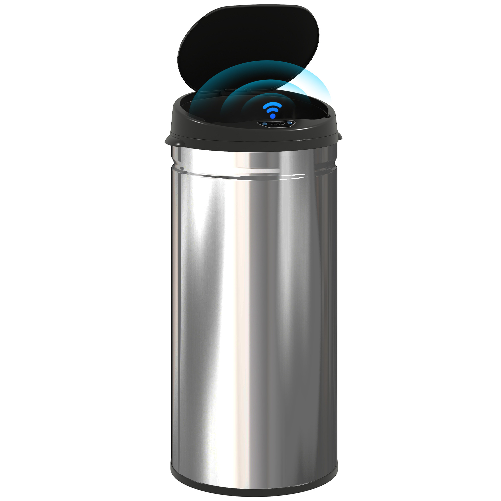 Abfalleimer Mit Bewegungssensor Und Automatischer Öffnung, 42 Liter, 30,5 X 30,5 X 68 Cm, Schwarz Und Silber