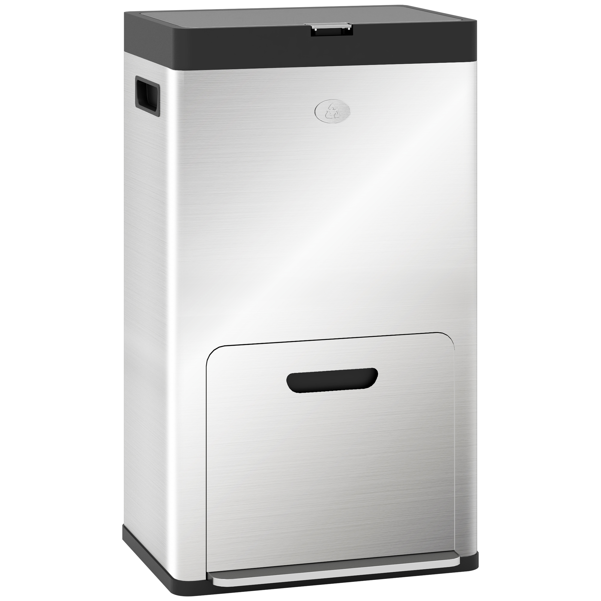 56-liter-mülleimer Mit 3 Fächern Und Deodoranthalter, Stahl Und Pp, 45,7 X 35,8 X 76 Cm, Silber