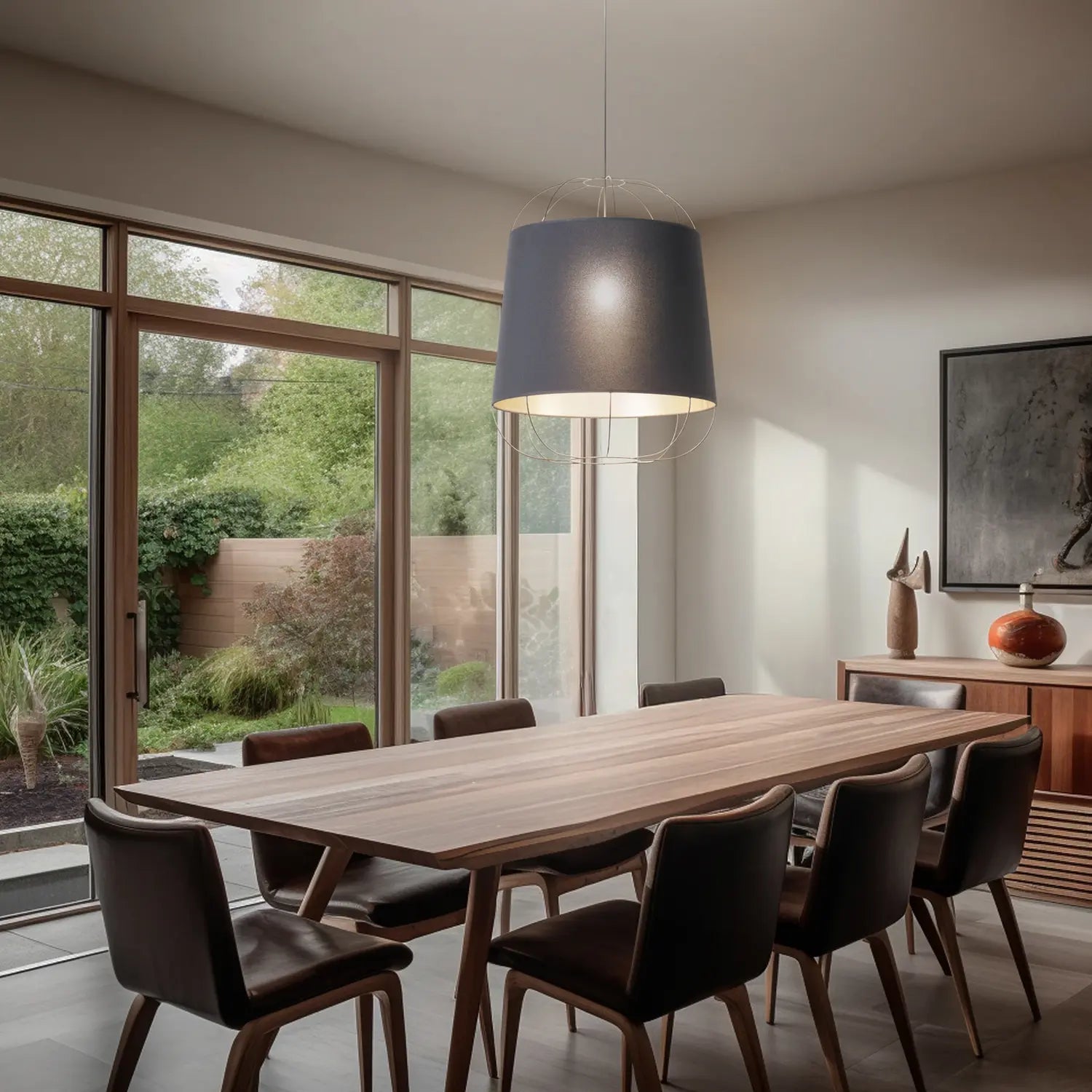 [gebraucht] B-ware Lantern Pendelleuchte Hängelampe Schwarz Gold Stoff E27