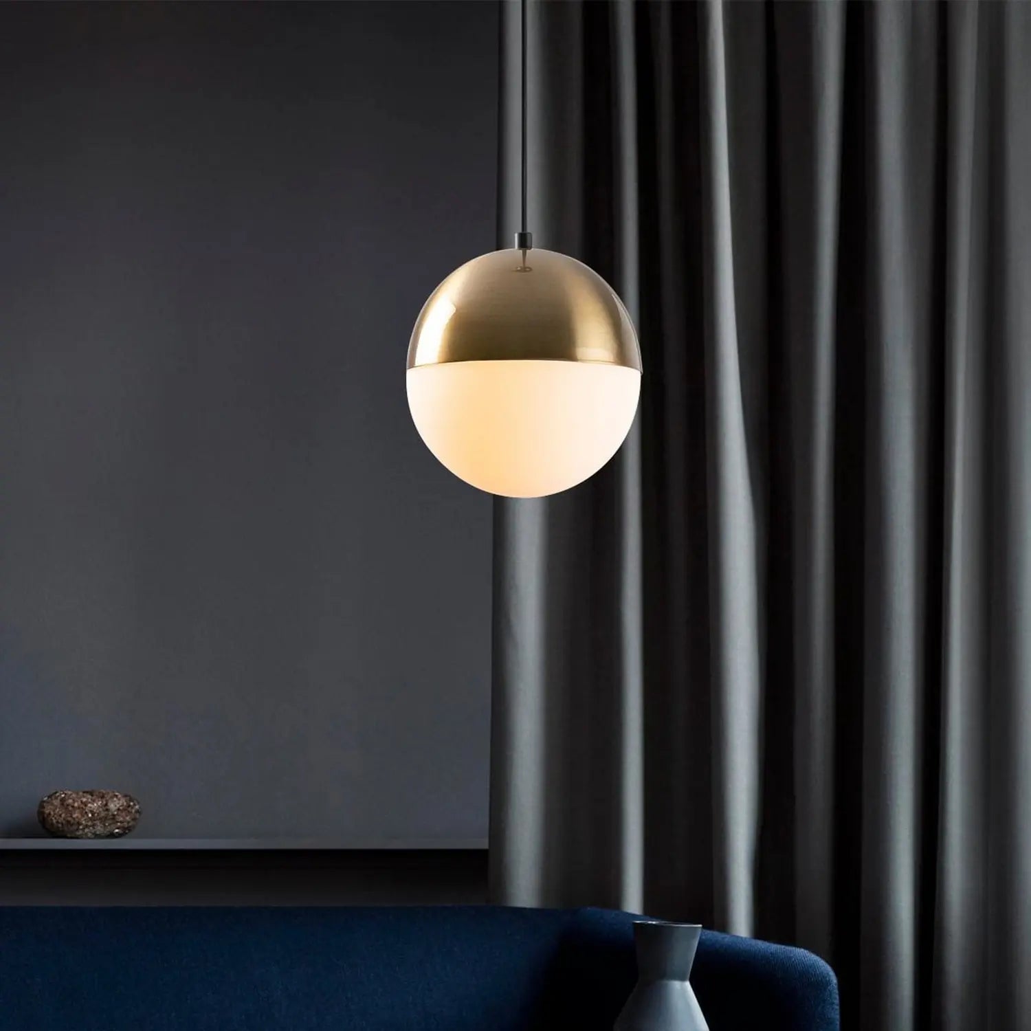 [gebraucht] B-ware Hängeleuchte Bastos 2101 Pendelleuchte Opalglas Gold Antik Ø 20 Cm E27 Led Lampe
