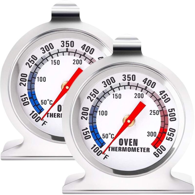 2er-set Backofenthermometer Mit Großem Zifferblatt, Doppel-skalen-backthermometer 50-300 °c/100-600 °f Zum Einhängen Oder Freistehend